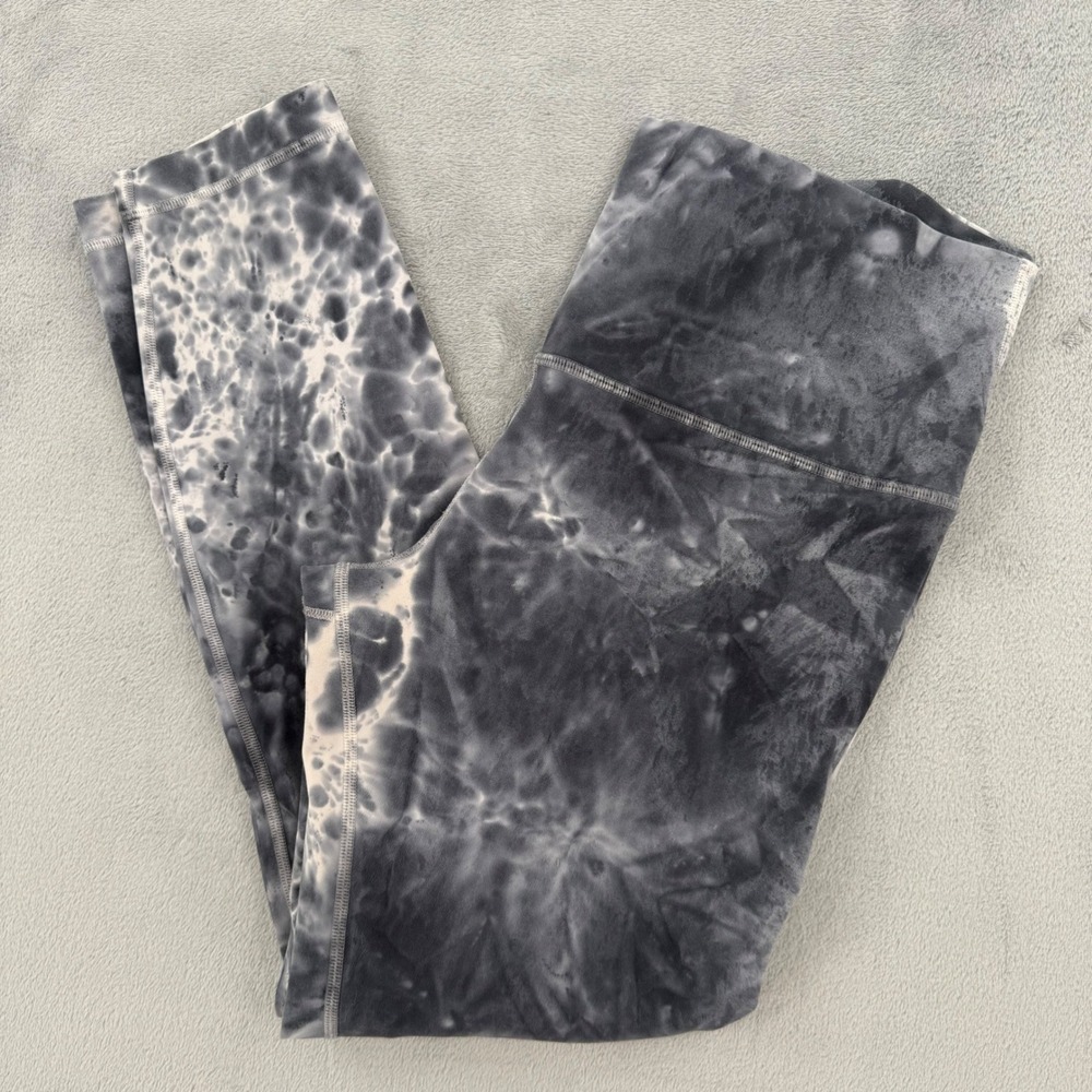 Athletic Works Tie‎ Dye Leggings Women's High Waist Activewear Pants Gray White